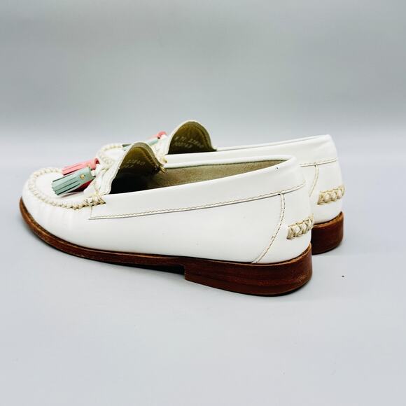 GH Bass & Co Shoes Womens 7.5 White Leather Weejuns Tassel Loafer Flats Pastel - Picture 5 of 11